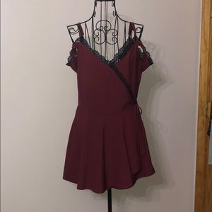 Skort lace lined romper